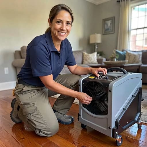 Team member Anita on-site in uniform