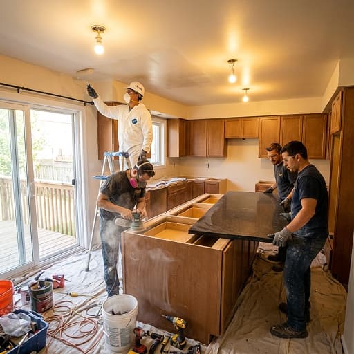 Team restoring a kitchen area