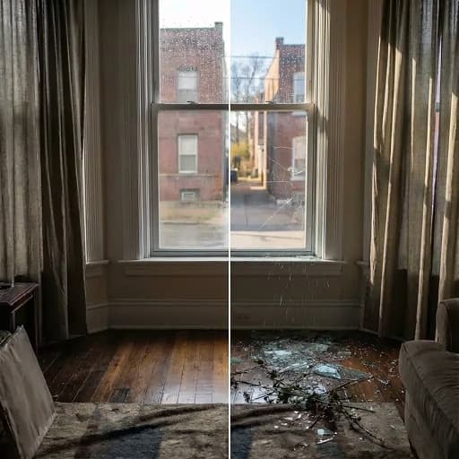 Case Study - Severe Windstorm - Broken Window, Drenching Rain